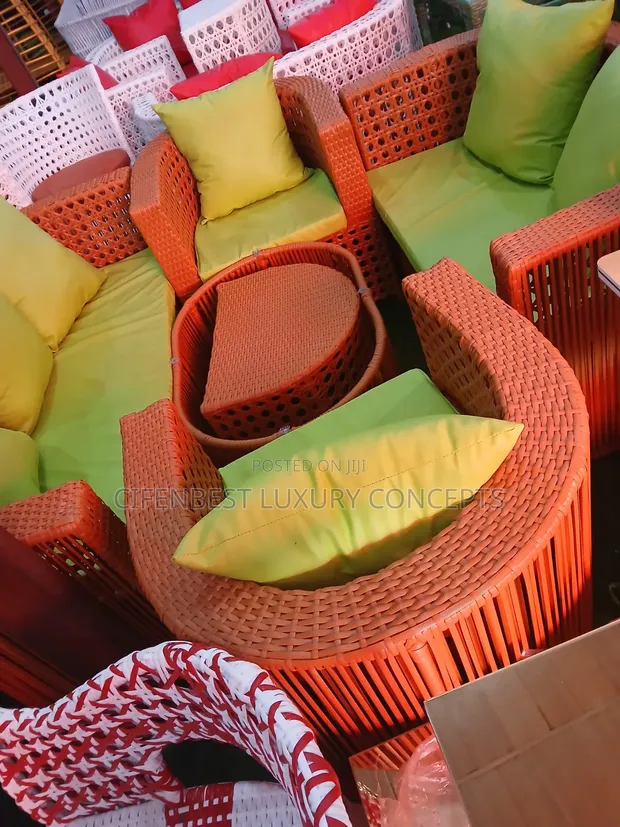 Brown Elastic Weave Rattan Set Mai Zama Bakwai - 1