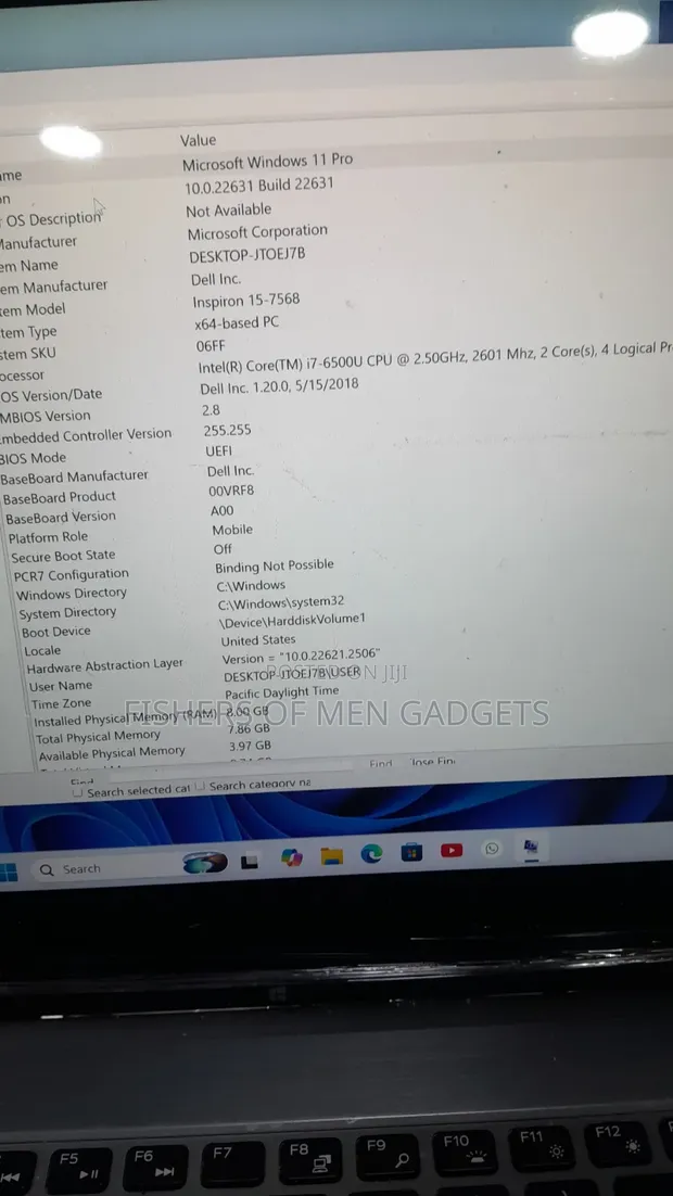 Dell Inspiron 15 7568 Laptop - 8GB RAM, Intel Core i7, 256GB SSD - 1