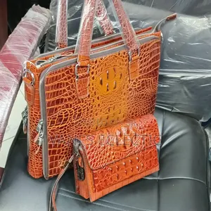 Premium 2-in-1 Crocodile Embossed Fatar Laptop Bag & Clutch Set
