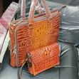Premium 2-in-1 Crocodile Embossed Fatar Laptop Bag & Clutch Set - 2