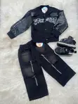 Yaran 'Rock Star' Jaket Varsity 2-Piece da Denim Cargo Set - 2