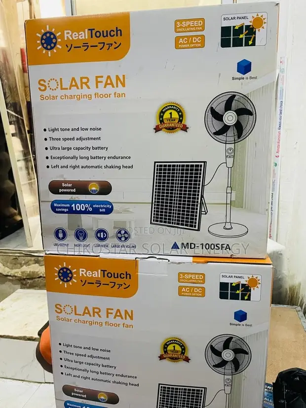RealTouch Solar Fan Mai Cajin Rana (MD-100SFA) Tare da Solar Panel - 1