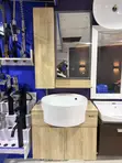 Modern White Countertop Wash Hand Basin tare da Kabad ɗin Kwanciya da Madubi - 1