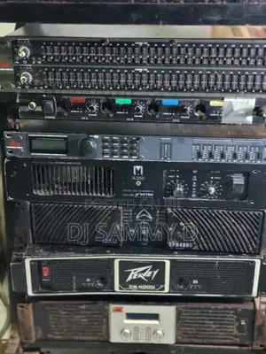 DJ Speakers and Subwoofers with Amplifiers and Mixer