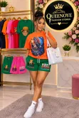 Unisex Printed T-Shirt and Handkerchief Skirt Set - 3