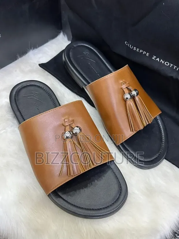 Original Giuseppe Zanotti Men's Leather Slippers - Brown - 1