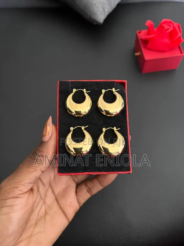 Hoop Steel Earrings - Gold - 1