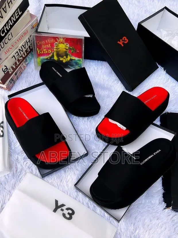 Quality Y-3 Slides - Men's Black - 1