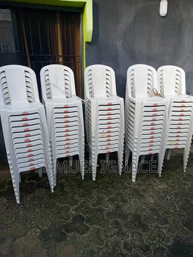 5 Dozens Brand New Amber Plastic Chairs - 1