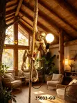 Vintage Monkey Lamp Hemp Rope Pendant Light - 3