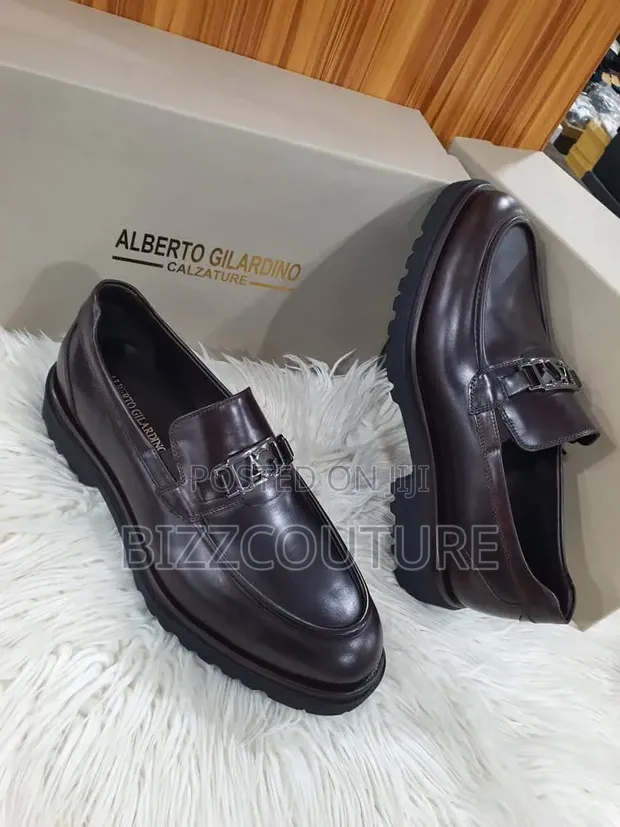 Original Italian Alberto Gilardino Loafers - Brown Leather - 1