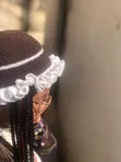 Brown Crochet Ruffle Bucket Hat - 1