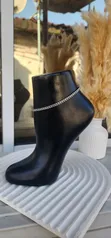 Box Leg Chain Silver Anklet - 2