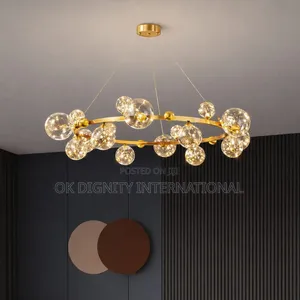Luxury Gold Ring Glass Ball Chandelier - Modern Ceiling Light