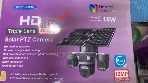 Ubox 3-Lens Solar PTZ CCTV Camera 18W - 1