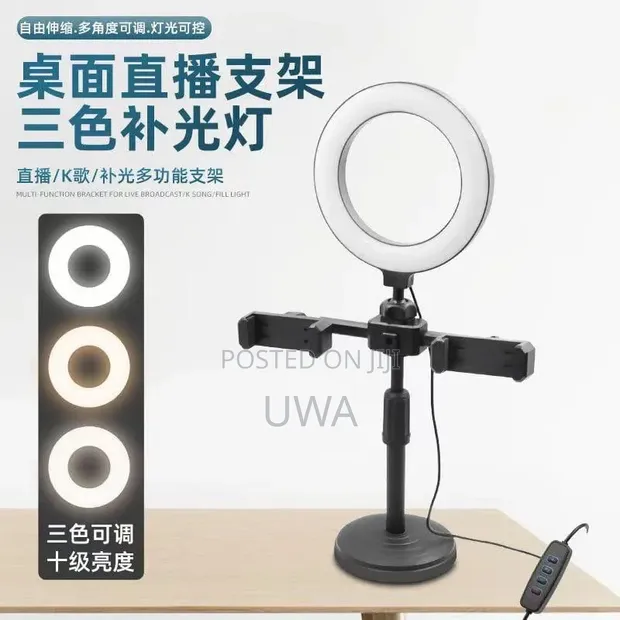 Tabletop LED Ring Light da Dual Phone Holder - 1