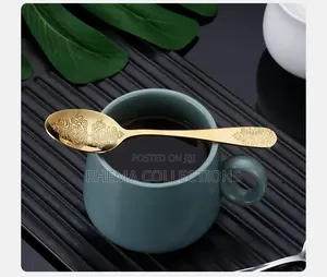 6Pcs Luxury Vintage Gold Engraved Serving Spoon Set