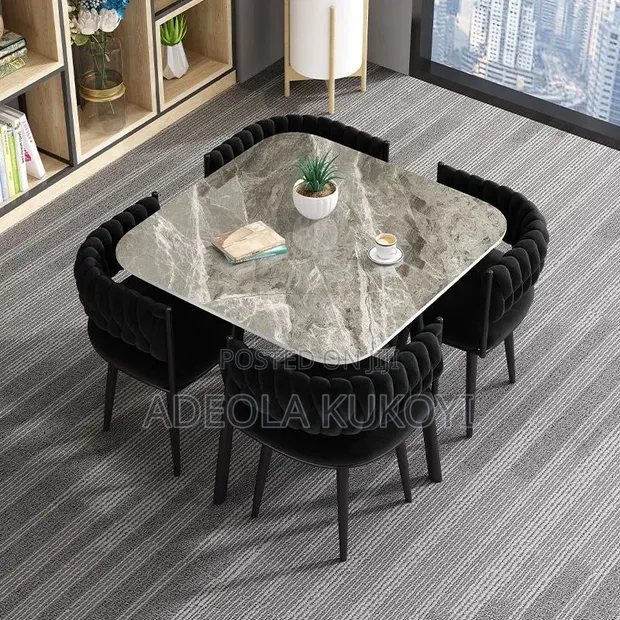 Brand New 4-Seater Fabric Dining Table and Chairs Set - 1