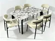 Johnnystar Marble Dining Table Mai Girma Tare Da Kujeru 6 - 1