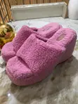 Pink Fur Wedge Heels - Size 41/9 - 2