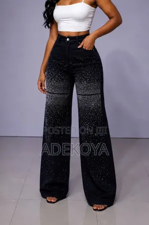 Rhinestone Black Jeans