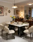 Executive Marble Dining Table Set tare da Kujerun Fata - 1