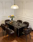 Executive Marble Dining Table Set tare da Kujerun Fata - 2
