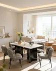 Executive Marble Dining Table Set tare da Kujerun Fata - 4