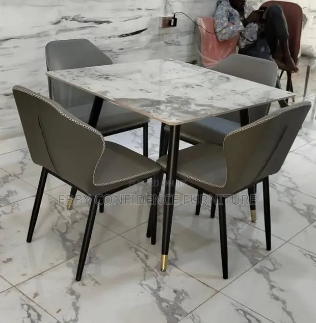 Quality Marble Top Dining Table with 4 Seaters - 1