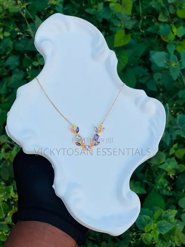 Stainless Steel Flora Butterfly Necklace with Purple Crystal - 1