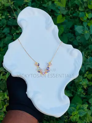 Stainless Steel Flora Butterfly Necklace with Purple Crystal