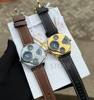 Matturi Leather Multi Time Display Wristwatch