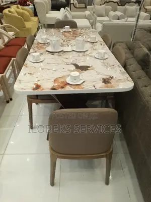 New Luxury 6 Seater Marble Dining Table Set