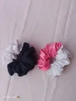 Medium Scrunchies - White Satin - 2