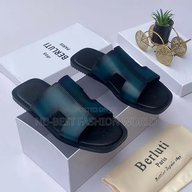 Gianfranco Butteri Ledar Slippers - Mazan Duniya Girman 42-46 - 1