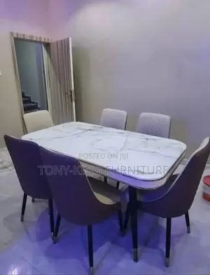 Modern Luxury 6-Seater Dining Set - White Marble-Effect Top