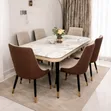 Luxury 6-Seater Dining Set - White Marble-Effect Top - 1
