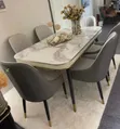 Luxury 6-Seater Dining Set - White Marble-Effect Top - 2