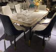 Modern 6-Seater Dining Set Mai Farar Marble-Effect Top - 2