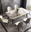 6-Seater Luxury Dining Set with White Marble Top - 1