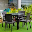 Black Rattan-Style Outdoor Dining Set with Glass Top - 3