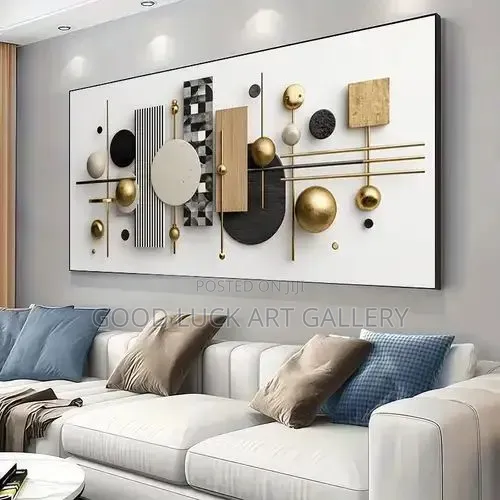Luxury Abstract Geometric Wall Art - Metallic Gold Spheres - 1