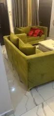 Home Interiors Living Room Couch Set - Green Fabric - 2