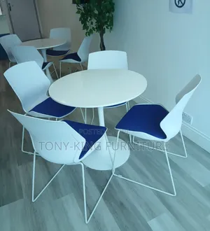 Modern White Round Dining Table and 4 Chairs