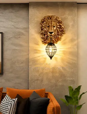 Nordic Black Gold Lion Head Wall Light