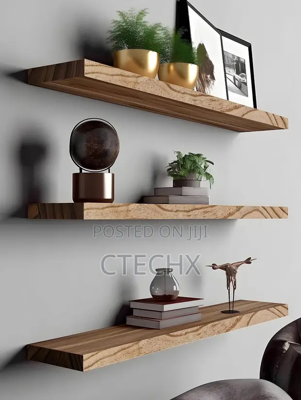 Wall Mounted Floating Shelf, Set of 4, Light Walnut, 36 Inch - 1