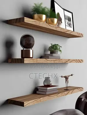 Wall Mounted Floating Shelf, Set of 4, Light Walnut, 36 Inch