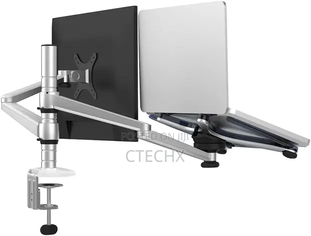 Adjustable Aluminium Laptop/Monitor Dual Arm Mount - 1