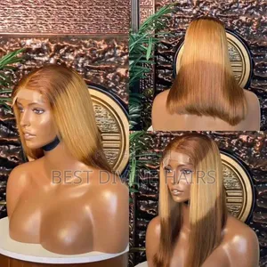 14" Full Closure Bob Wig - 3-Toned Human Hair