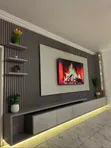 Modern TV Wall Panel Floating Console da Hasken LED - 1